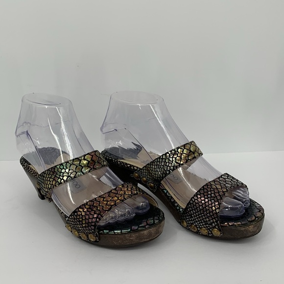 Jimmy Choo Kershaw slide double strap sandal shoe clog metallic snake wood 36 6 - Picture 2 of 6